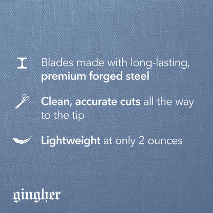 Gingher Featherweight Bent Handle Scissors - 8" Stainless Steel Shears - Sharp Fabric Scissors - Black