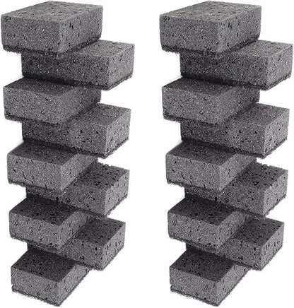 Black Multi Use Scrub Sponges. Made in Europe. 18 Pack, 4.3x2.8x1.4 inches. Heavy Duty Fiber. Odorless Durable Scrubber for Kitchen and Household Cleaning