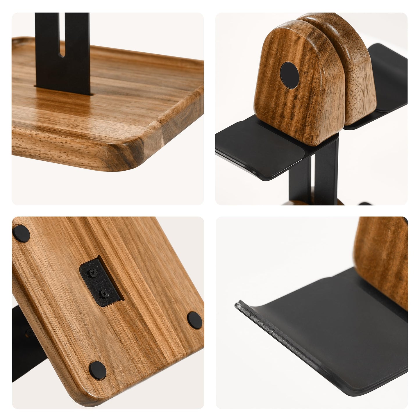 blingwider Game Controller Wood Stand for Desk, Adjustable 2 Tiers Game Controller Holder for PS/Xbox/Switch/Nintendo,Dual Tiers Controller Holder On The Desk,Solid Wood,4-in-1 Black