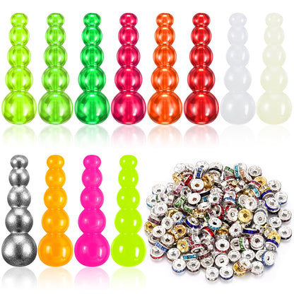JolliLudo 160 Pcs Fishing Beads 12 Pcs Stacked Fishing Beads for Spinner Rig Making Colorful Perch Spinner Rig Lure Making Supplies for Trout Walleye DIY Saltwater Freshwater