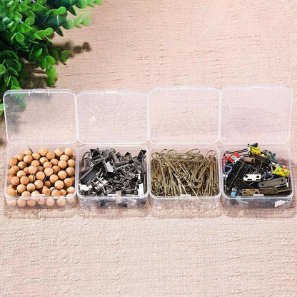 SATINIOR 12 Pack Beads Organizer Box Clear Plastic Beads Storage Containers Box with Hinged Lid for Bracelet Making DIY Jewelry Craft Nail (3.70 x 3.70 x 1.18 Inch)