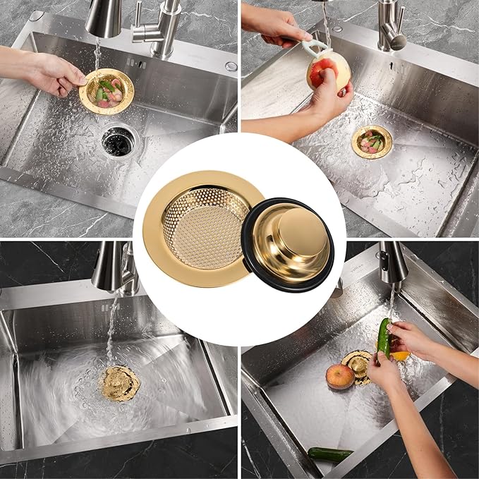 RQYEKDO Kitchen Sink Strainers Sink Stopper Kits, Stainless Steel Sink Drain