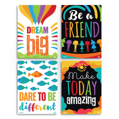 Sproutbrite 6 Educational Posters & Charts 12” x 16” Motivational Posters for Students - Bulletin Board and Wall Decor for Pre, Elementary and Middle School - Inspires Confidence and Positive Self-Belief