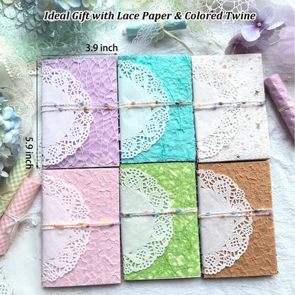 Flartmo 102 Unique Textured Scrapbook Papers and Mesh Fabric Sheets(17 Designs × 6 Colors), Handmade Craft paper for Scrapbooking, Junk Journal, Card Making Supplies, Planner, Collage (5.9" x 3.9")