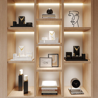 Oirlv Solid Wood Minimalism Style Jewelry Display Stand Showcase Jewelry Organizer Black Square Holder (SM05303)