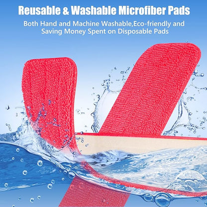 HOMTOYOU Reusable Mop Pads for Swiffer PowerMop: 6 Pack Microfiber Pad Refills
