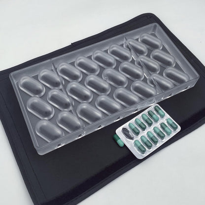 24 Cups 1.6Inch Large Capsule Shape Oval Chocolate Mold Polycarbonate Bonbon Chocolate DIY Mould Truffle Candy Making Tool Tray Oval Chocolate Bomb Mold