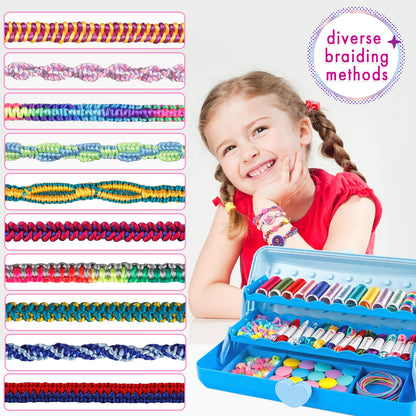 TingingYuli Friendship Bracelet Making Kit for Girls 8-12, DIY String Bracelet Maker with 3-Layer Storage Box, Arts and Crafts for Kids Ages 6-12, Easter Christmas Birthday Gift Set