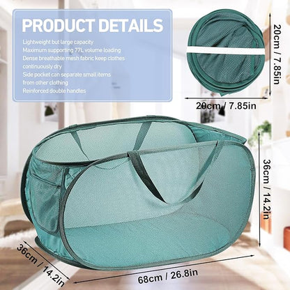 4PCS Mesh Laundry Hamper, Collapsible Laundry Baskets, 75L Large Foldable Dirty