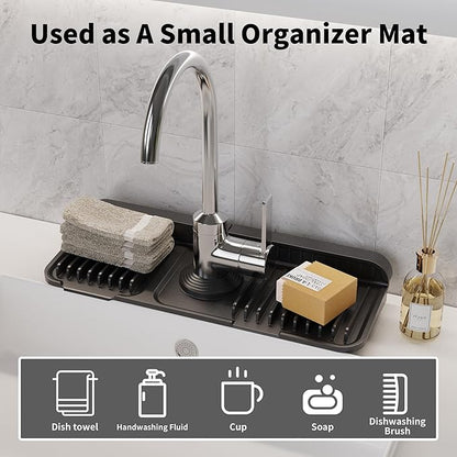 WAFT YEARN 14X5 Inch Silicone Durable Faucet Mat Kitchen Sink Splash Guard