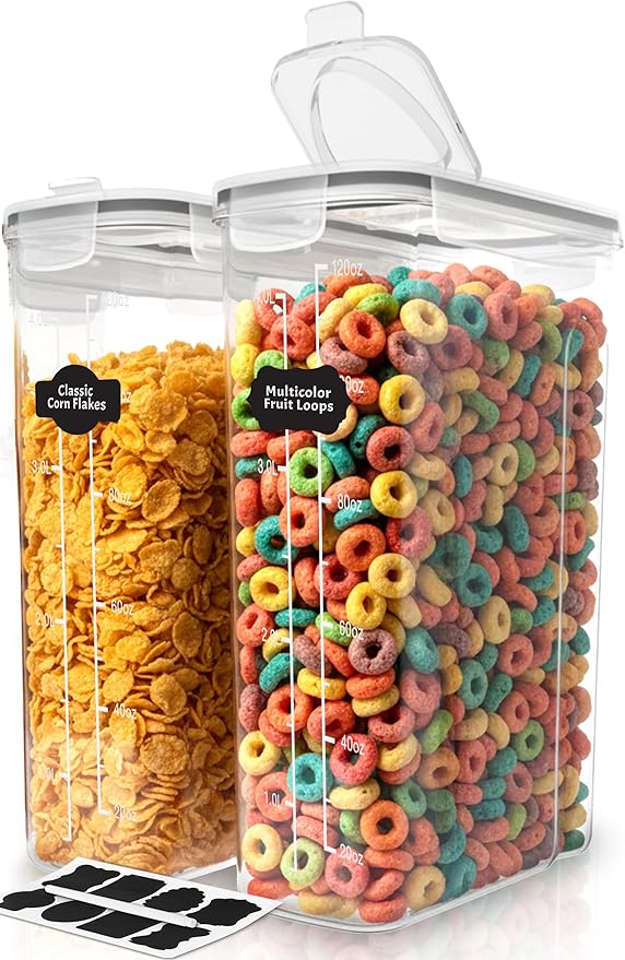 Utopia Kitchen Cereal Containers Storage Set – 2 Pack 4L Airtight Food Storage