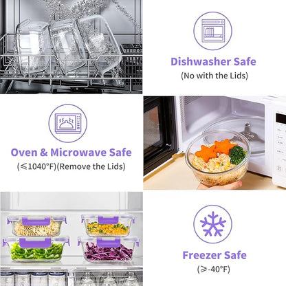 34pcs Glass Food Storage Containers