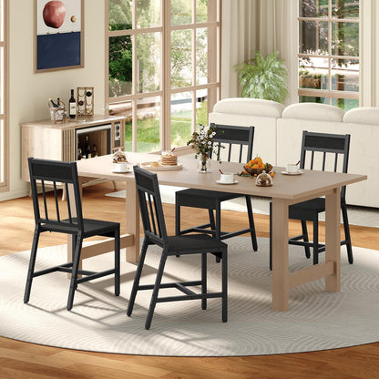 YATINEY Dining Chairs Set of 4, Industrial Kitchen Chairs with Metal Frame, Slanted Back, Wooden Dining Chair Set, for Kitchen, Living Room, Black CY03L4BB