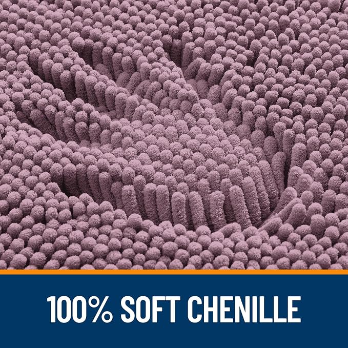 OLANLY Large Bathroom Rugs 70x46, Extra Soft Absorbent Chenille Bath Rugs, Rubber Backing Quick Dry, Machine Washable Bath Mats for Bathroom Floor, Tub and Shower, Home Decor Accessories, Deep Plum