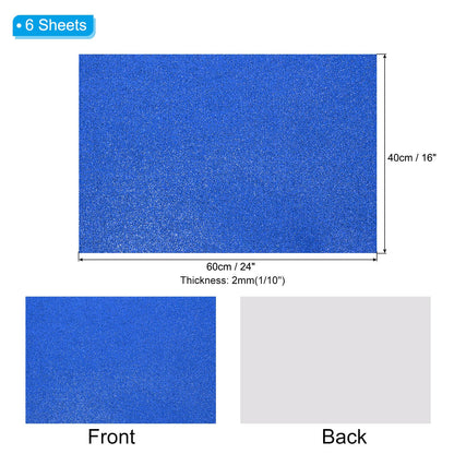 PATIKIL 2mm(1/10") Thick Adhesive Glitter Foam Sheet 16x24inch(40x60cm) Dark Blue, EVA Shiny Foam Board for Craft, 6 Pcs