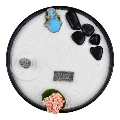 Artcome Japanese Zen Sand Garden for Desk with Rake, Stand, Rocks and Mini Furnishing Articles - Office Table Accessories, Mini Zen Sand Garden Kit - Meditation Gifts