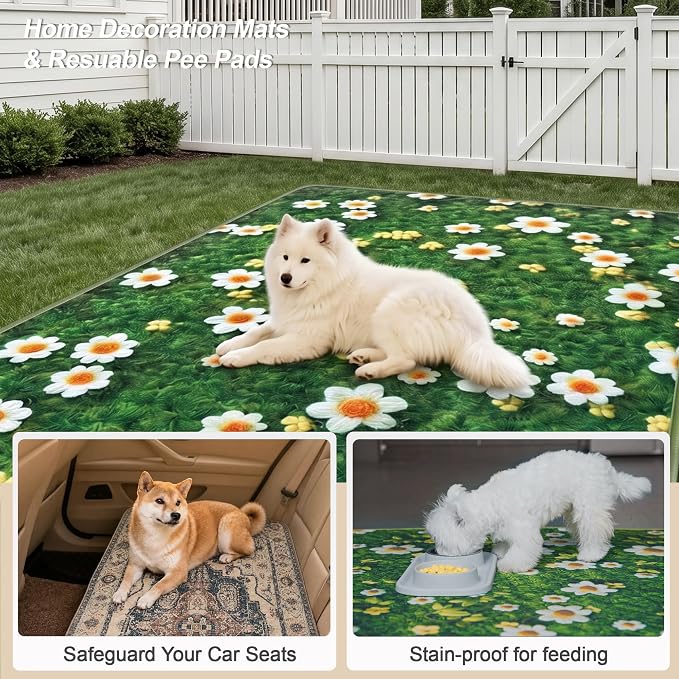 Washable Pee Pads for Dogs, Reusable Puppy Potty Training Pads, Ultra-Absorbent Thick Waterproof Leak-Proof Non-Slip Pads & Mat for Crate, Playpen, Floor, Whelping & Housebreaking , 2 Pack 24"x48"