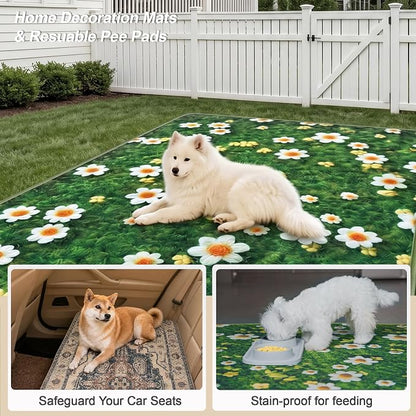 Washable Pee Pads for Dogs, Reusable Puppy Potty Training Pads, Ultra-Absorbent Thick Waterproof Leak-Proof Non-Slip Pads & Mat for Crate, Playpen, Floor, Whelping & Housebreaking , 2 Pack 54"x54"