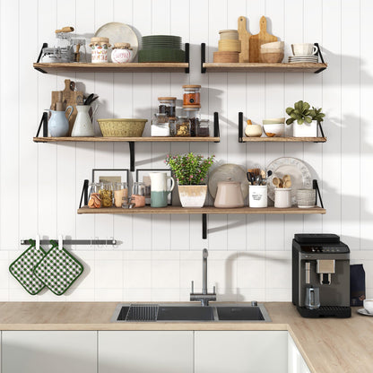 Marsmiles Deep Floating Shelves | 36 Inch Light Wood Wall Shelves Set of 2 | 12 Inch Deep Floating Shelves for Wall | 36''W x 12''D Rustic Light Wooden Shelves for Bathroom Living Room Bedroom Kitchen