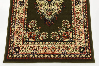 Unique Loom Reza Collection Traditional Persian Style Area Rug, 2 ft 7 in x 10 ft, Olive/Ivory