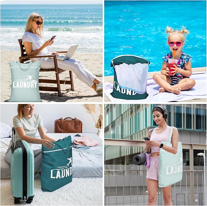 2 Pcs Large Travel Laundry Bag Washable Waterproof Wet Bag Dirty Clothes Bag