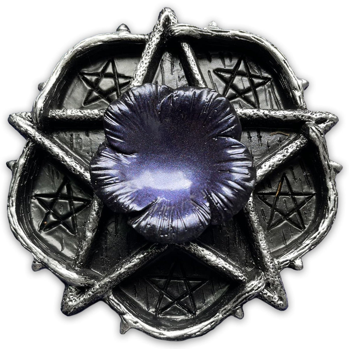 CCOTIKOSEE Pentacle Altar Crystal Ball Holder, Tealight Tray for Astrology Ritual Alter Witch Decor, Plate Witchcraft for Wiccan Tarot Supplies