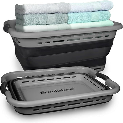BROOKSTONE 11 GALLON XL 24" Collapsible Laundry Basket & Clothes Hamper