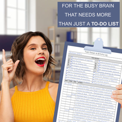 Task Planner & Activity Log Notepad – 60 Page Undated Daily & Hourly Planning Pad, To-Do List, Checklist, Track Time & Tasks, ADHD Tracker – Organize Workday, Boost Productivity – 8.5 x 11 Tear Sheets