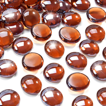 RUOJAS 20 Pounds Amber Fire Glass Beads 3/4 Inch Firepit Gems for Fire Pit Table, Fireplaces, Fire Bowl, Garden Landscaping & DIY Crafts