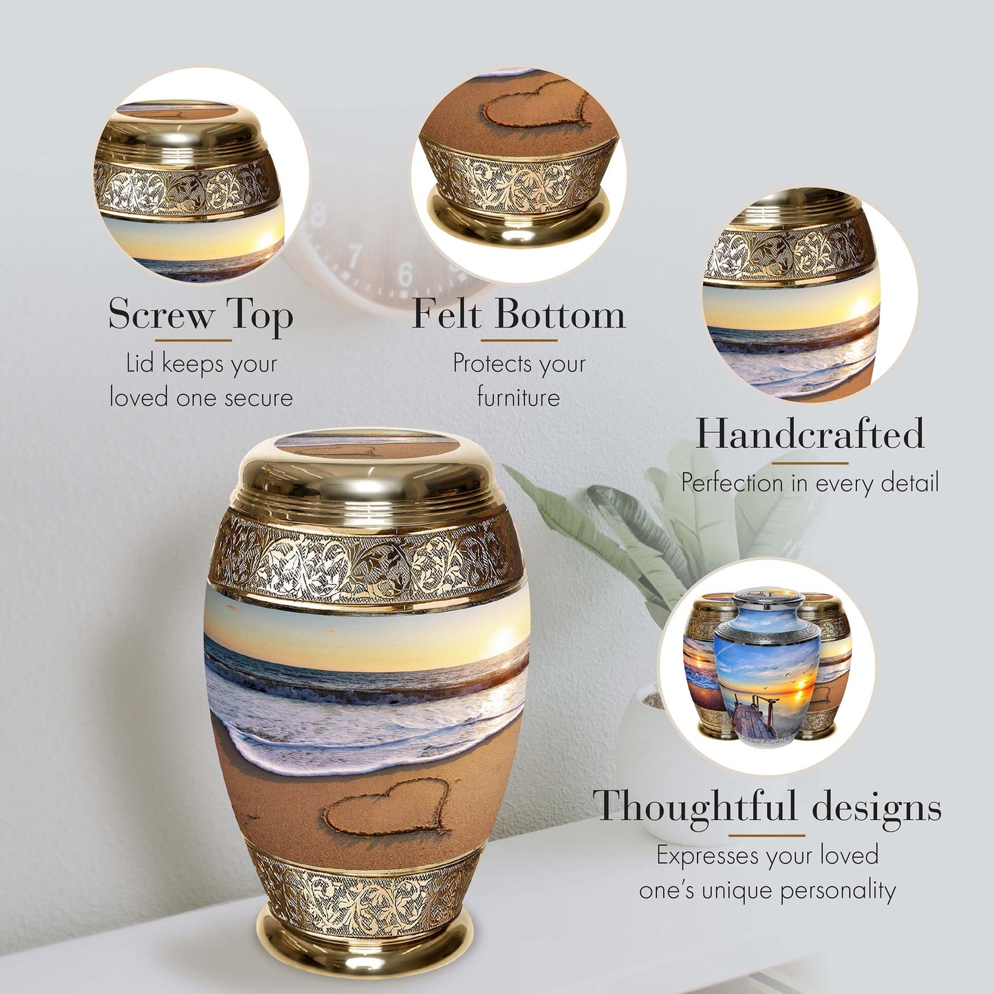 Endless Summer Cremation Urn for Ashes Adult Male - Personalized Urn for Ashes for Women Decorative Urns - Beautiful Handcrafted Sunset Urns for Human