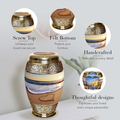 Endless Summer Cremation Urn for Ashes Adult Male - Personalized Urn for Ashes for Women Decorative Urns - Beautiful Handcrafted Sunset Urns for Human