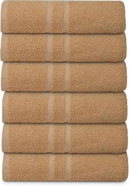 Basic Medium Bath Towels 24x48 Inches – Pack of 6 – Beige Color – Soft and