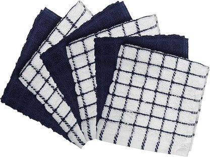 Bumble Premium Cotton Dish Cloths 12" x 12"| Navy Design | 405 GSM | Highly