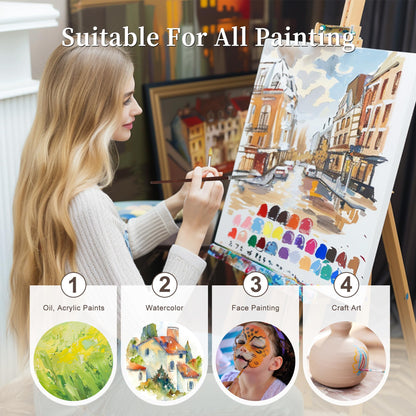 26pcs Paint Brush Set, Acrylic Paint Brushes, Paint Brushes with Filbert, Flat, Angle, Fan, Round, Acrylic Brush for Watercolor, Acrylic Canvas Paintings, Face Painting, Body Painting