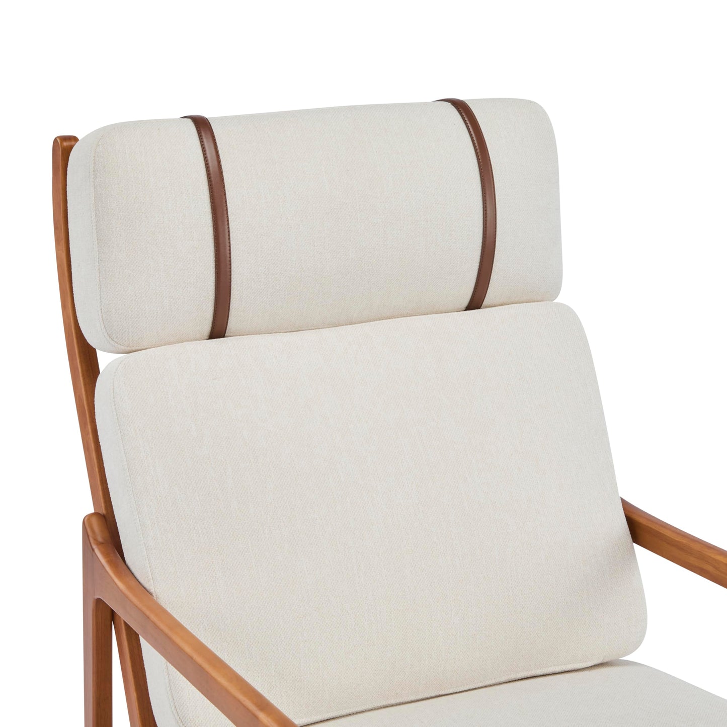 Christopher Knight Home Nadine Wooden Club Chair, Upholstered Accent Chair, Cushions Support Armchair, Comfy Lounge, Single Reading Sofa, Solid Wood Frame Armchair for Living Room Home, Beige+Teak