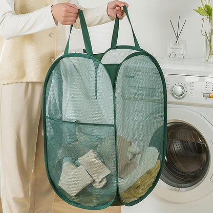 Pop Up Laundry Basket, Collapsible Mesh Laundry Hamper, Vertical Popup Hamper