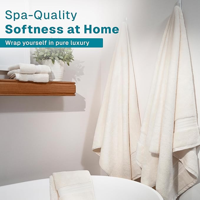 Fabdreams 100% Organic Cotton Bath Towel Set of 6 700 GSM Hotel Premium Plush