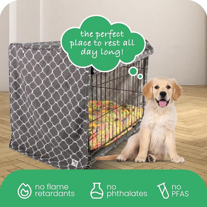 Molly Mutt Clark Gable Dog Crate Cover, 100% Cotton Canvas Cover with 2 Roll-Up Panels, Ideal for Dog or Cat Crate, Durable, Washable, and Free of Harmful Chemicals, 30" x 21" x 24"