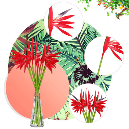 Giegxin 10 Pieces Bird of Paradise Artificial Plant 22 Inch Hawaiian Tropical Flowers Faux Flowers Bouquet Large Elegant Green Plant for Home Garden Decoration Office Wedding Decor Supplies (Red)