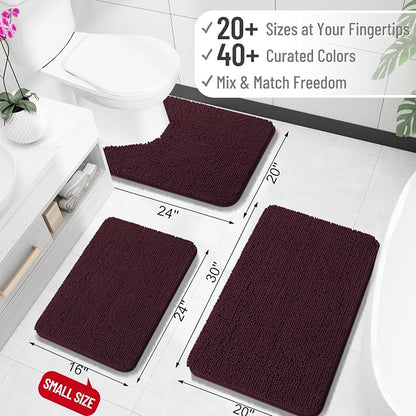 OLANLY Bathroom Rugs 34x21, Extra Soft Absorbent Chenille Bath Rugs, Rubber Backing Quick Dry, Machine Washable Bath Mats for Bathroom Floor, Tub and Shower, Home Decor Accessories, Black Cherry