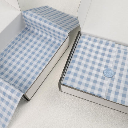 UNIQOOO 120 Sheets Dusty Blue Gingham Tissue Paper, Buffalo Plaid Gift Wrapping Tissue DIY Art Craft Tissue Paper for Wedding Birthday Baby Shower Bouquet Supplies, 20 x 14 Inch