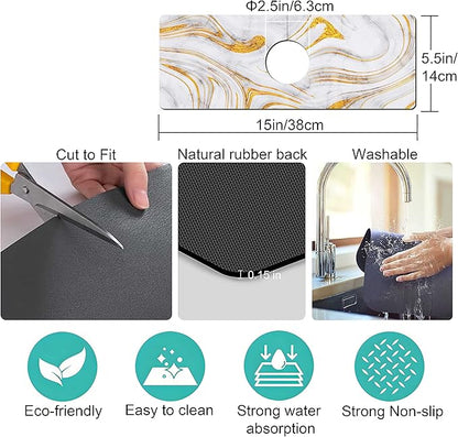 Kitchen Sink Splash Guard Faucet Mat Super Absorbent Fast Drying Mat Sink