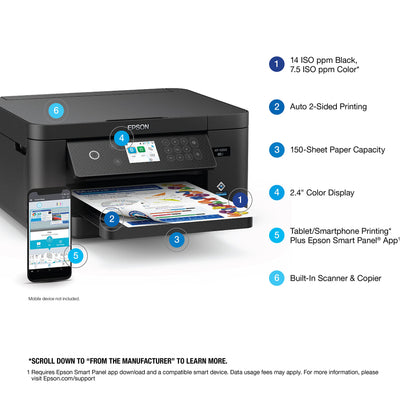 Epson Expression Home XP-5200 Wireless Color All-in-One Printer with Scan Copy, Automatic 2-Sided Printing, Borderless Photos, 150-Sheet Paper Tray and 2.4" Colorfull Display - Black