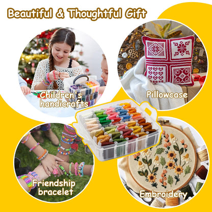 187Pcs Embroidery Floss Polyester Cross-Stitch Thread Kit with Tailoring Tools 150 Colors Friendship Bracelets Floss for Embroideries Sewing Handicraft DIY Project