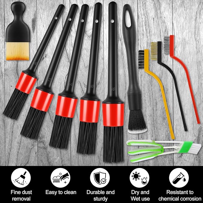 13PCS Car Detailing Brush Set, Car Detailing Brush Kit, Ultra No Soft Scratch