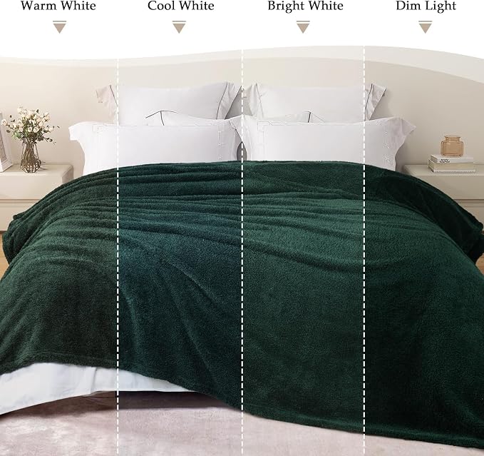 Exclusivo Mezcla Fleece Forest Green Throw Blanket for Couch Sofa, Ultra Soft, Lightweight and Fluffy Blankets for Women, All Season, 50x60 Inches