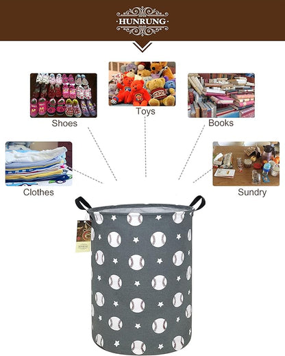 HUNRUNG Laundry Hamper, Large Canvas Fabric Lightweight Storage Basket Toy