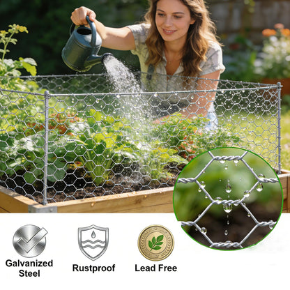 Amagabeli Chicken Wire Fencing 16in x 50ft Garden Netting Poultry Wire Hexagonal Galvanized Mesh Roll Fence Barrier for Raised Bed Cattle Panels for Plant Trellis Vegetable Dog Bird Pet Cage Craft