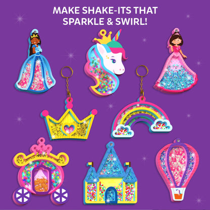 Skillmatics Shake-its – Glitter Craft Kit for Kids, DIY Arts & Crafts with Keychains, Mess-Free Activity, Unicorns & Princesses, Travel Toy, Birthday Gift for Girls & Boys Ages 4, 5, 6, 7, 8, 9