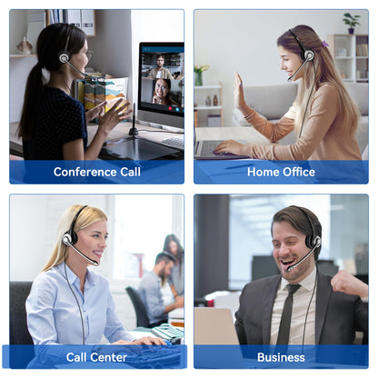 Phone Headset RJ9 with Microphone Noise Cancelling & Volume Controls, Office Telephone Headset Compatible with Polycom Plantronics Avaya ShoreTel Toshiba Digium Nortel Landline Phones, Clear Calls